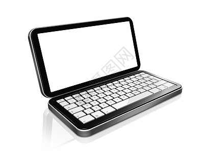 3D移动电话 白上孤立的pda药片键盘小路记事本空格处口袋电脑屏幕互联网金属图片