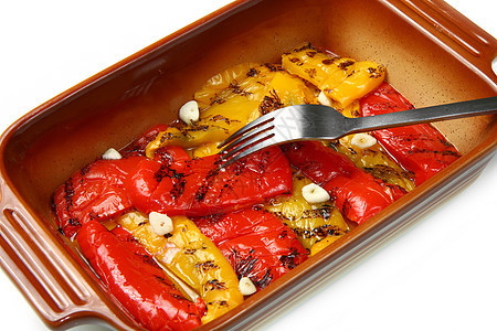 烤辣椒饮食红色食物美食白色烹饪沙拉胡椒盘子黄色图片