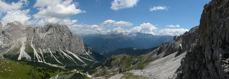 多洛米地景观远足天气天空山峰旅游农村尖刺高度全景风景图片