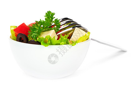 希腊沙拉红色早餐青菜白色小吃蔬菜美食叶子盘子营养图片