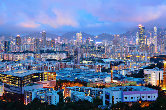 晚上在市中心的香港玻璃港口旅行顶峰石头景观天空办公室场景旅游图片