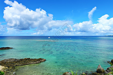 美丽美海海景假期热带天堂海洋旅行异国海浪天空晴天图片