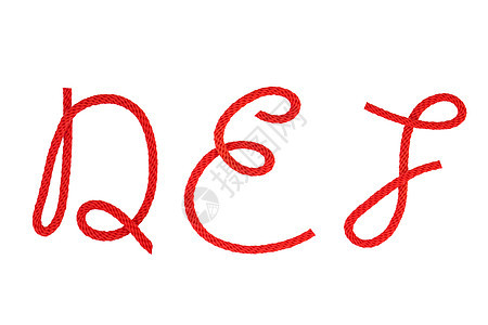 红纤维绳以字母形式弯曲棉布蕾丝绳索木头白色框架领带细绳压力红色图片