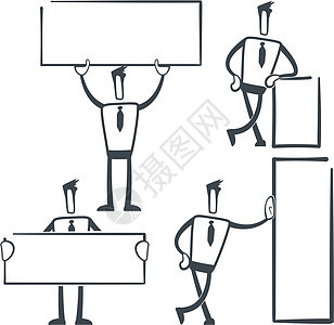 牵线人商业卡通片横幅商务概念管理人员黑色绘画艺术涂鸦图片
