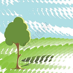 绿树射线草本植物插图草地天空木头绿色公园土地地平线图片