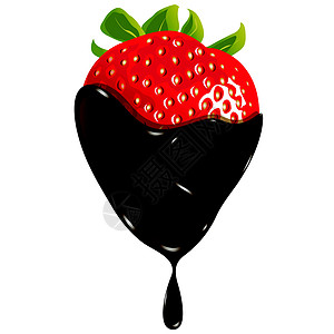 巧克力中的草莓食物美食牛奶奶油水果插图红色图片