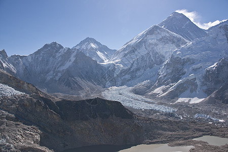 珠穆峰基地营地昆布冰川岩石首脑顶峰图片
