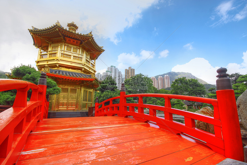 南里安花园的绝对完美之馆 洪洞宗教金子寺庙旅行天空佛教徒建筑花园水池城市图片