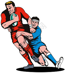 正在处理的橄榄球玩家插图跑步男性运动收费抢断攻击男人图片