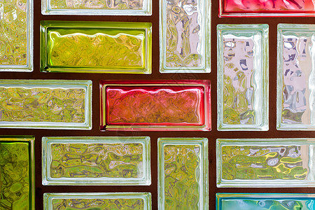 多彩玻璃砖建筑装饰反思几何学风格艺术窗户建造失真窗格图片