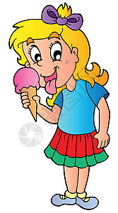 带冰淇淋的卡通女孩图片