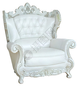 豪华扶手椅扶手椅家具木头奢华皮革白色椅子图片