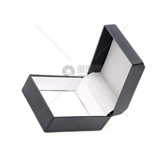 白背景上的空空黑盒秘密皮革贮存谜语黑色车厢灰色水平包装摄影图片