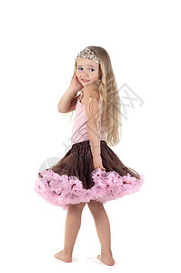 演唱室的小女孩演员乐趣芭蕾舞粉色儿童幸福裙子戏服童年短裙图片