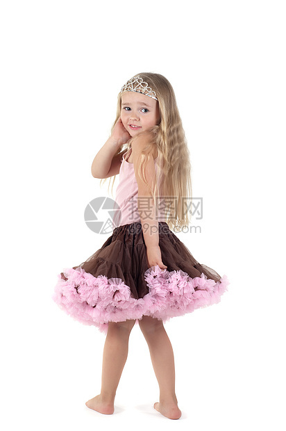 演唱室的小女孩演员乐趣芭蕾舞粉色儿童幸福裙子戏服童年短裙图片