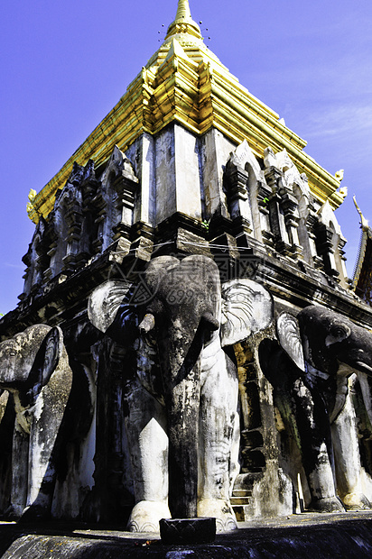 泰国圣殿与石石大象图片