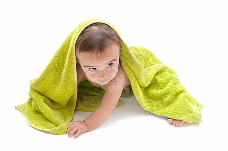 快乐的婴儿母性新生绿色童年孩子毛巾喜悦孩子们白色生活图片