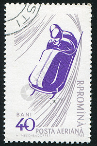 圆体古董邮戳历史性集邮竞争游戏雪橇男人竞赛邮票图片