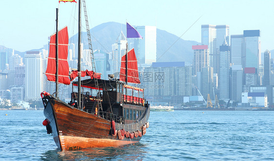 香港废船日出旅游渡船天空运输垃圾海洋游客旅行渠道图片