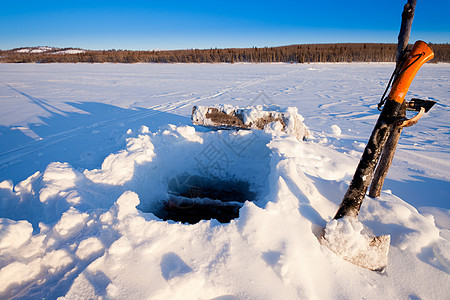冰钓洞冰钓白色野生动物荒野淡水图片