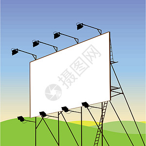 广告牌白色插图木板账单路标空白横幅海报图片