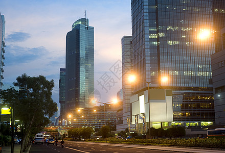 雅加达中央景观蓝色城市商业运输首都摩天大楼车道天际街道图片