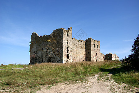 城堡的废墟地标建筑学考古建筑考古学天空纪念碑石头旅行蓝色图片