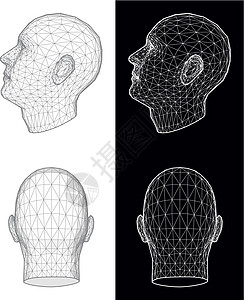 人头 矢量说明背景黑色插图部位元素身体面具成人设计解剖学图片