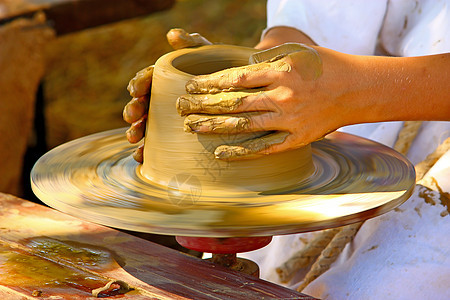 波特的车轮制品陶瓷艺术家工艺手工黏土工作艺术陶器图片
