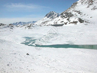 伯尔尼纳蓝色运动山脉滑雪发动机冰川场景全景图片