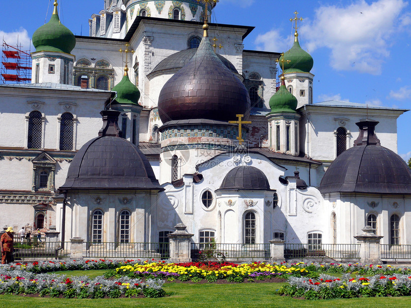 新耶路撒冷修道院俄罗斯上帝圆顶太阳历史信仰基督蓝色宗教堡垒天空图片