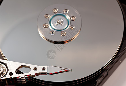 硬盘内部光盘数据电子产品拼盘宏观圆柱磁盘硬件碰撞反射图片
