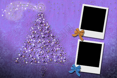 两张照片框的圣诞卡图片