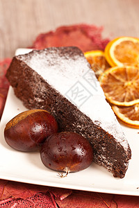 栗子蛋糕蛋糕糕点甜点营养季节性板栗饮食美食巧克力棕色图片