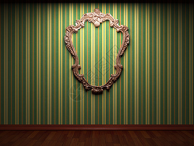 明亮的织布墙壁和框架镜子装饰品装饰房间苦恼织物艺术边界奢华插图图片