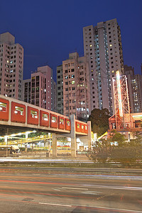 夜间在香港的交通街道运输驾驶景观公共汽车隧道场景商业戏剧性市中心图片