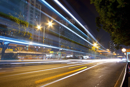 夜间在香港的交通天际景观地标建筑街道天空场景城市驾驶小时图片