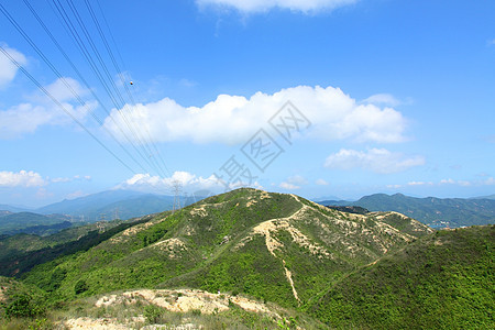 香港的山地景观风景全景晴天爬坡旅游远足美丽太阳蓝色水库图片