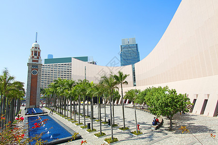 香港白天的钟塔历史性历史地标日光建筑学时间纪念碑古董圆圈建筑图片