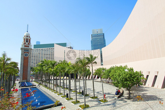 香港白天的钟塔历史性历史地标日光建筑学时间纪念碑古董圆圈建筑图片