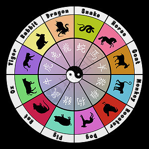 Zodiac 符号插图日历公鸡十二生肖山羊写作神话预测老虎八字图片