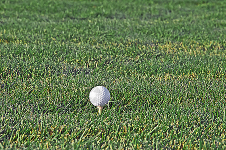 特写高尔夫球在 A Tee 上的 Golf Ball图片