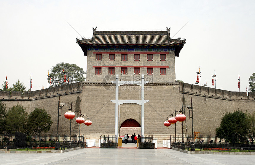 西安市中心 Trawbridge 和大城风化石头旅游建筑学市中心护城河地砖历史绳索建筑风格图片