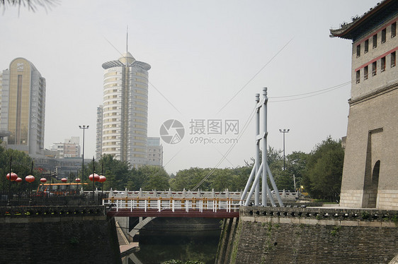 西安市中心 Trawbridge 和大城绳索建筑风格旗帜建筑学玻璃风化地砖市中心狮子房子图片