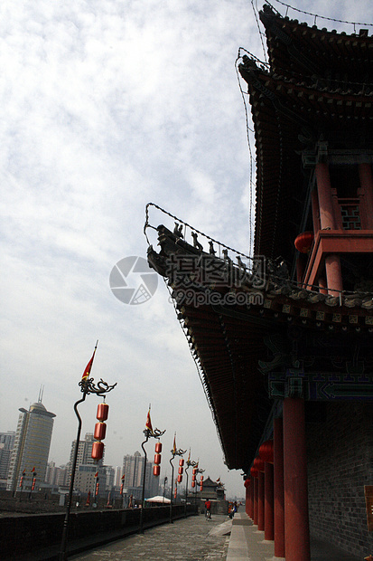 西安市中心 南门和大城旗帜狮子旅行横幅旅游石头市中心护城河建筑学房子图片