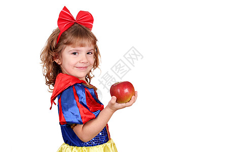 女孩小白雪和苹果图片
