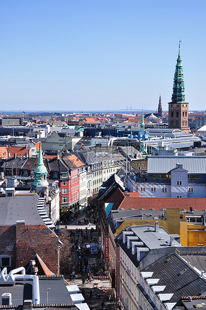 丹麦哥本哈根晴天建筑都市历史房屋旅行景点尖塔教堂城市图片