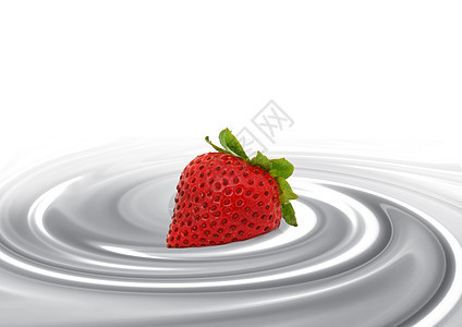 牛奶中的草莓饮食产品飞溅食物水果奶油液体蓝色糖果工作室图片