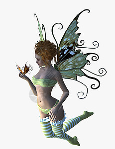 带蝴蝶的仙女植物故事卡通片女孩小精灵魔法若虫公主女士数字图片
