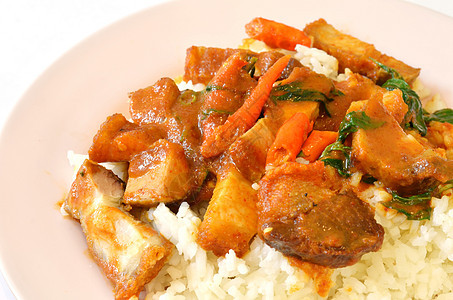 泰式泰国食品美食午餐红色餐厅食物营养猪肉盘子饮食菜单图片